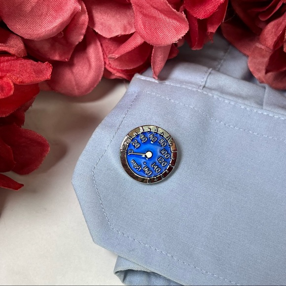 Luxury Car Blue and Silver Speedometer Cufflinks - Picture 9 of 16